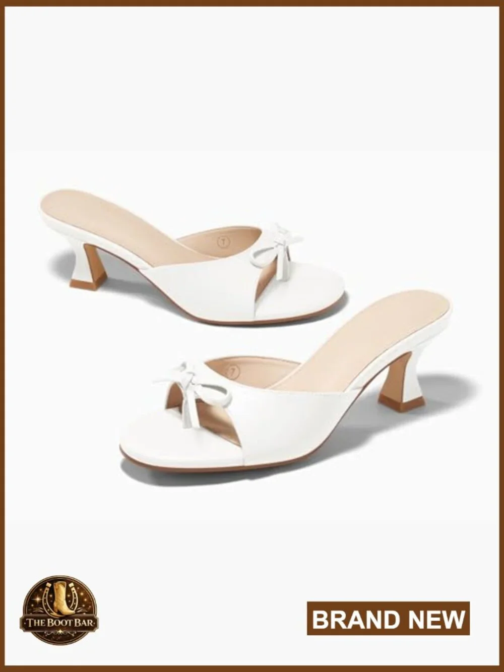 Women's Kitten Heel Sandals Bow Mules Open Toe Slides Dressy Summer Shoes - Picture 6 of 7